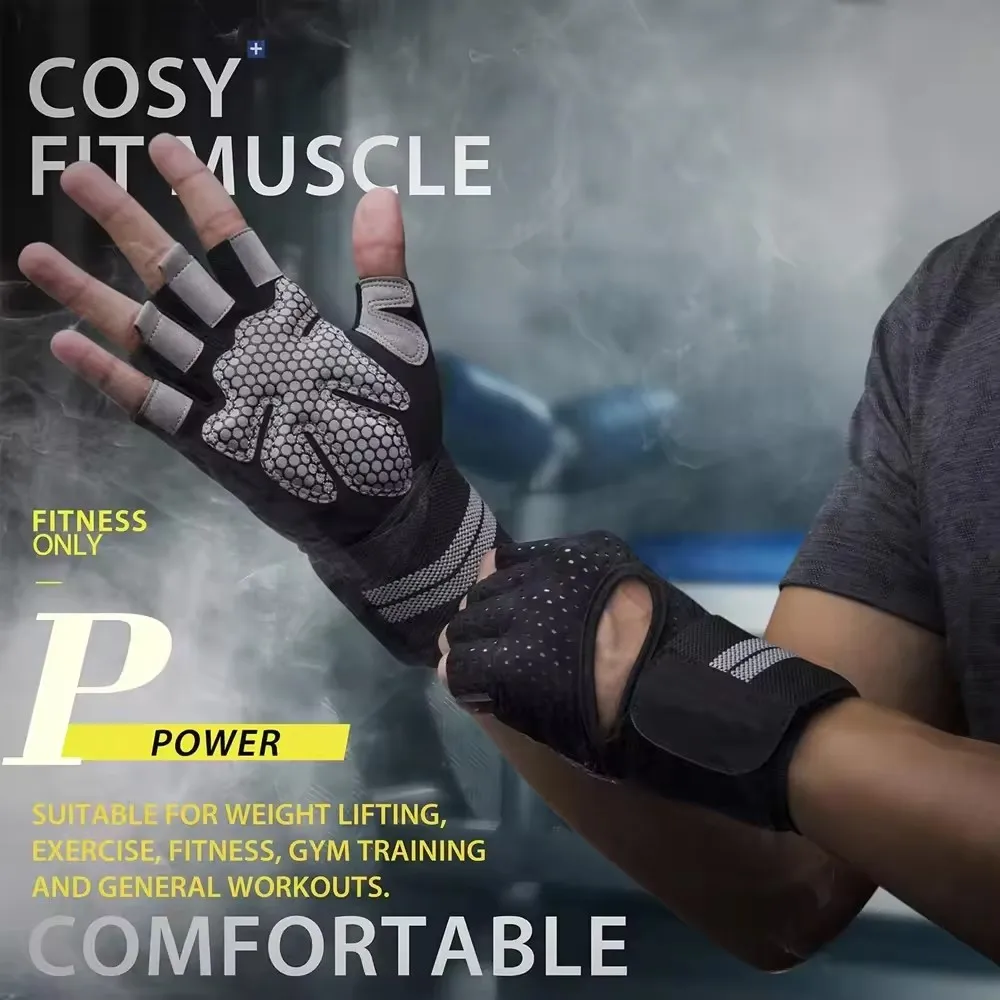 1Pair Half Finger Gym Fitness  - Crossfit Workout With Equipment บทวิจารณ์และราคา