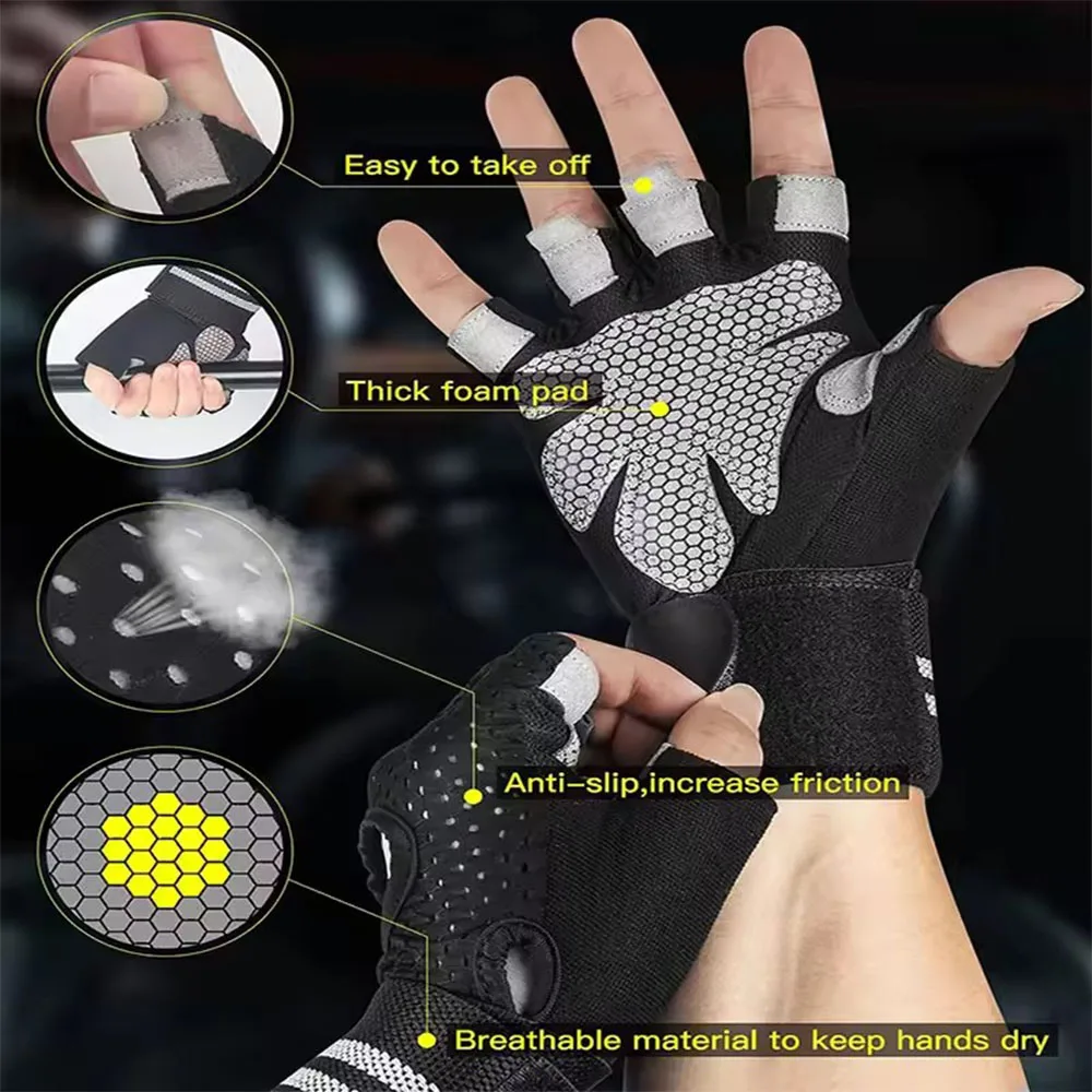 1Pair Half Finger Gym Fitness  - Crossfit Workout With Equipment บทวิจารณ์และราคา