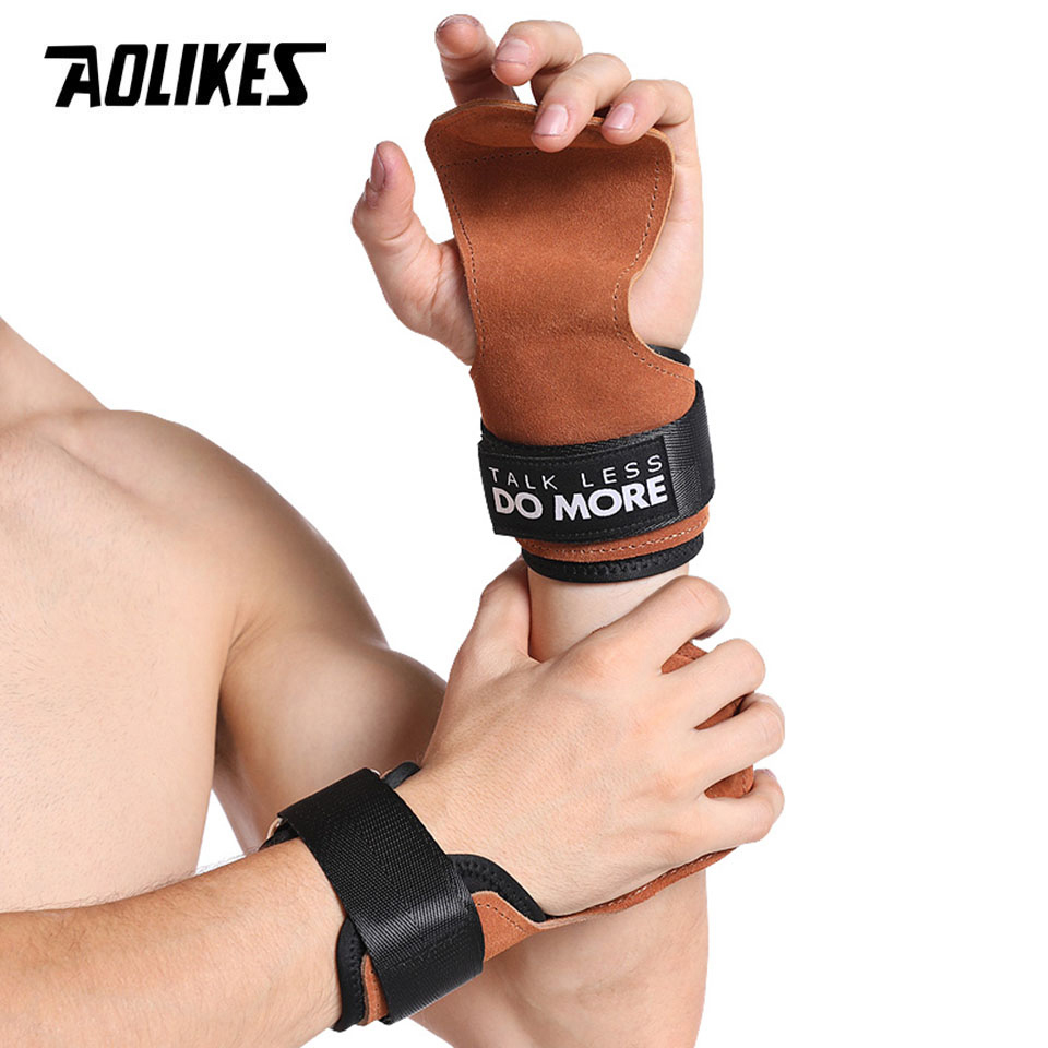 AOLIKES Cowhide Gym Grips Glov - Crossfit Workout With Equipment บทวิจารณ์และราคา