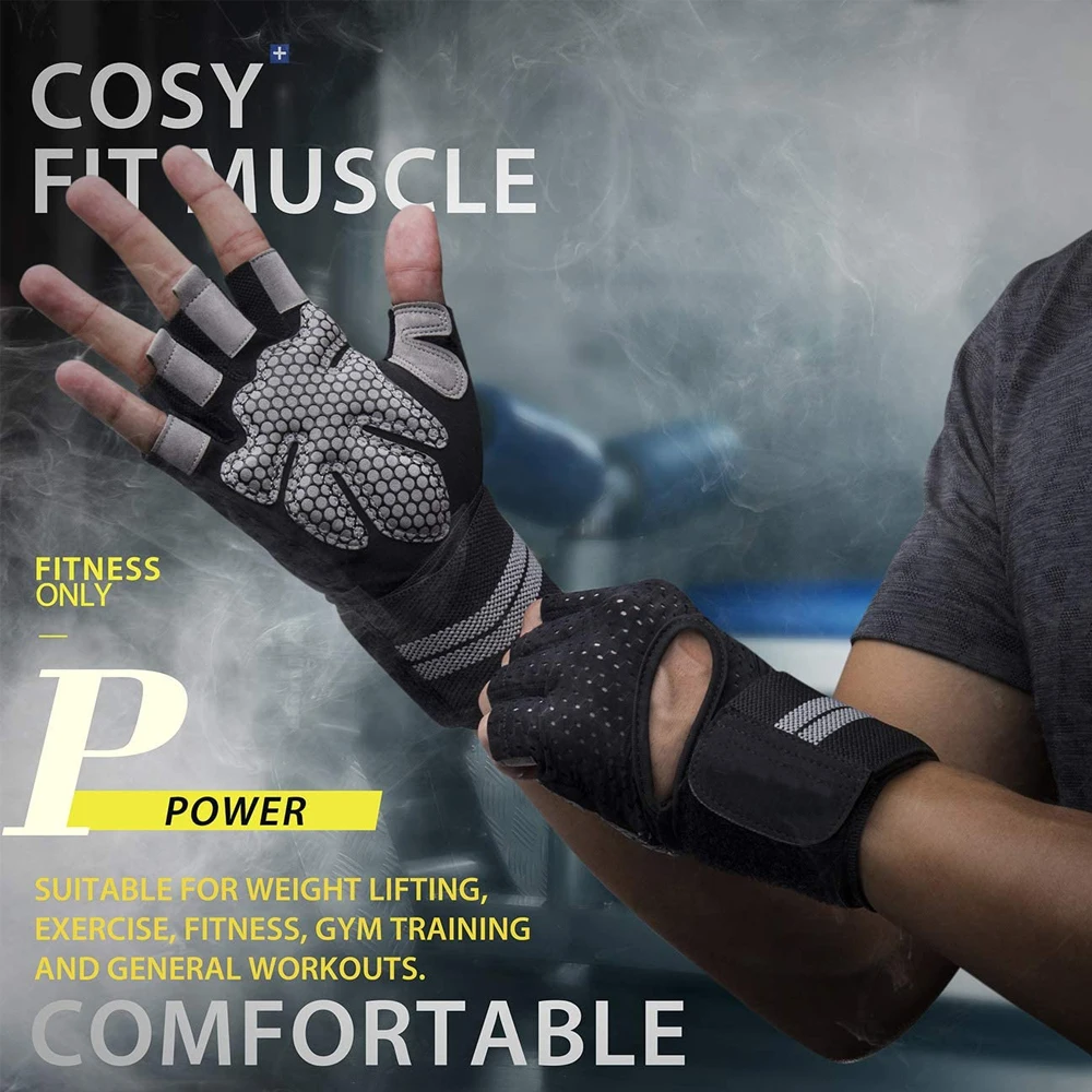 1Pair Half Finger Gym Fitness  - Crossfit Workout With Equipment บทวิจารณ์และราคา